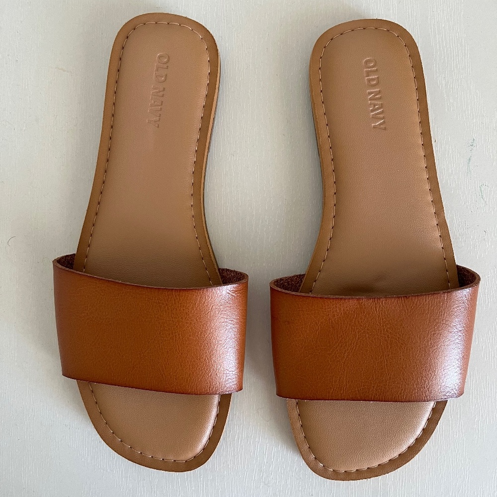 OLD NAVY- Faux-Leather Slide Sandals for Women